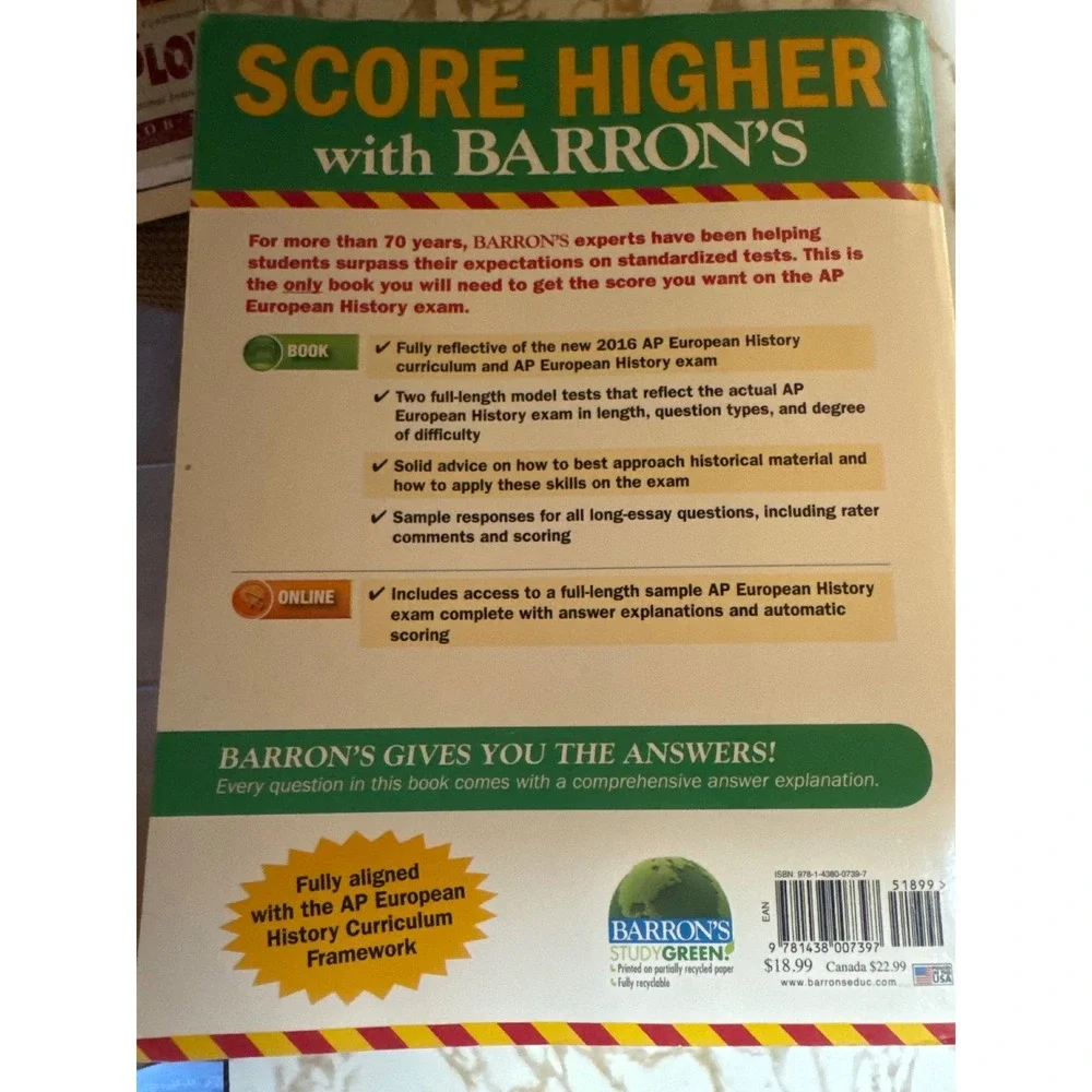 Barron's AP European History‎ 8th Ed. Test Prep Book + Online Practice